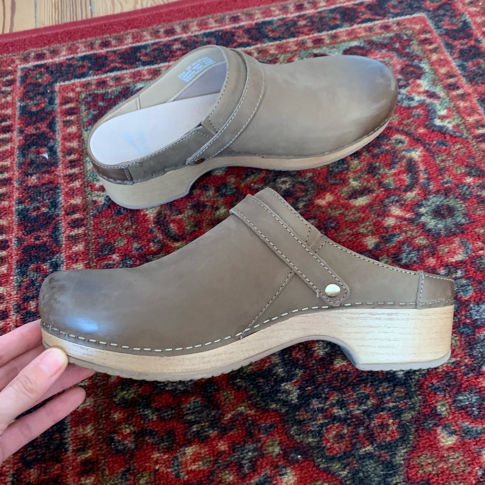 Dansko Mule Clog. Tannish green/khaki.